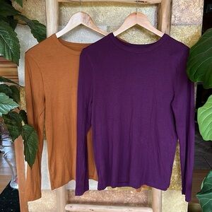 A New Day Women’s Scoop Neck Long Sleeve Purple/Orange Bundle, Size Large